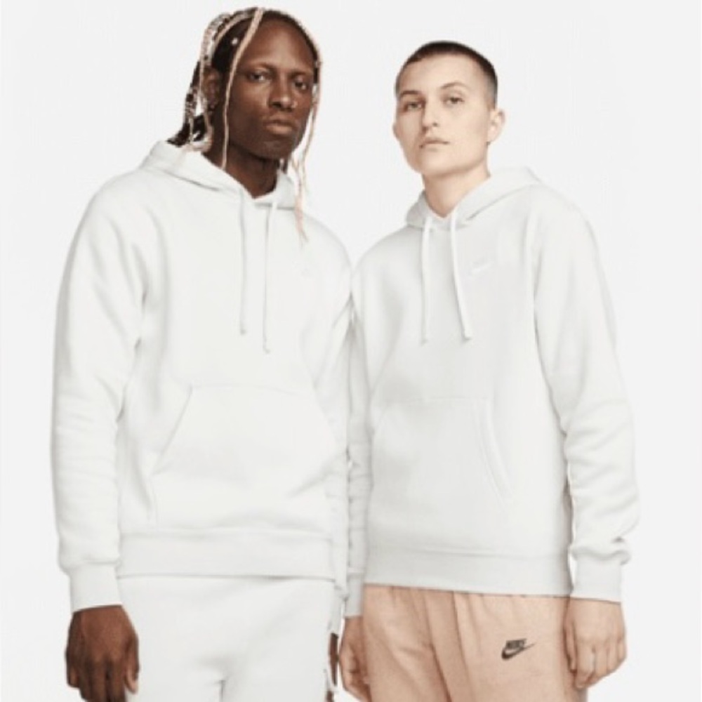 Nike Sportswear Club Fleece Light Bone White Pullover Hoodie Medium